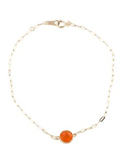 Pre-owned Bracelet 14k Carnelian Station , 7" In Multi