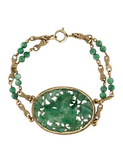 Pre-owned Bracelet 14k Carved Jadeite , 6.5" In Multi