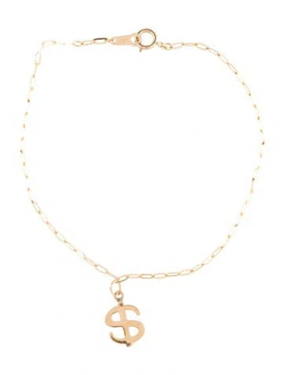 Pre-owned Bracelet 14k '$' Charm , 7" In Multi