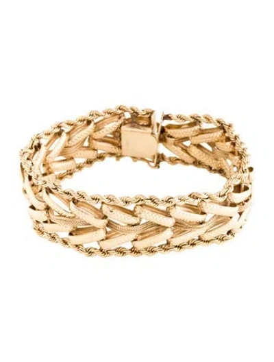 Pre-owned Bracelet 14k Chevron Link & Rope Edge , 6.75" In Multi