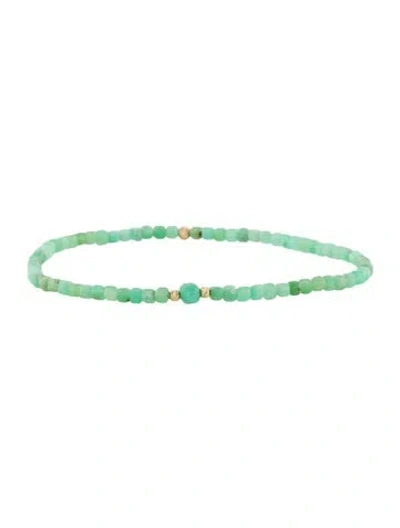 Pre-owned Bracelet 14k Chrysoprase Beaded , 6.5" In Multi