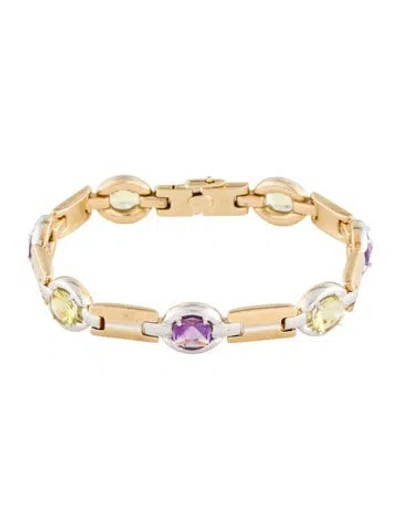 Pre-owned Bracelet 14k Citrine & Amethyst , 6.75" In Multi