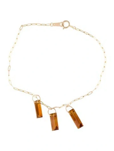 Pre-owned Bracelet 14k Citrine Charm , 6.75" In Multi