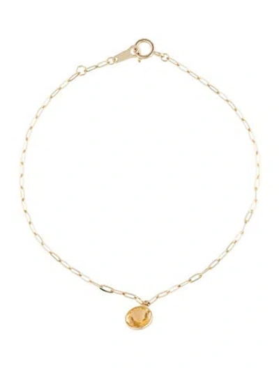 Pre-owned Bracelet 14k Citrine Charm , 6.75" In Multi