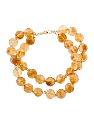 Pre-owned Bracelet 14k Citrine Double Strand Bead , 6.5" In Multi
