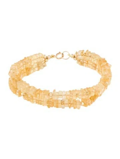 Pre-owned Bracelet 14k Citrine Double Strand Beaded , 6.75" In Multi