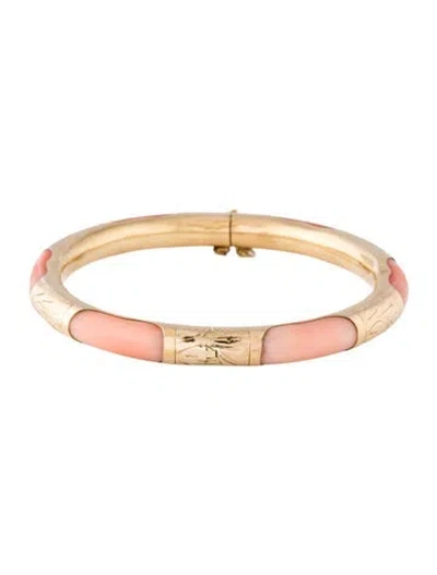 Pre-owned Bracelet 14k Coral Bangle , 7" In Orange