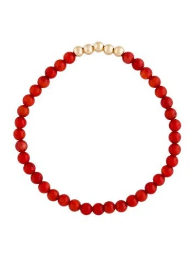 Pre-owned Bracelet 14k Coral Bead , 6.5" In Multi