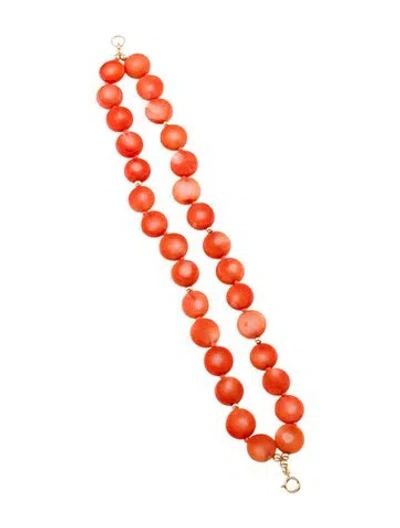 Pre-owned Bracelet 14k Coral Double Strand Bead , 7.5" In Multi