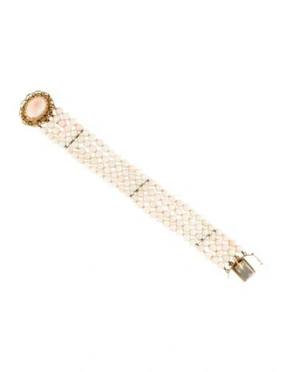 Pre-owned Bracelet 14k Coral Multistrand Beaded , 7"