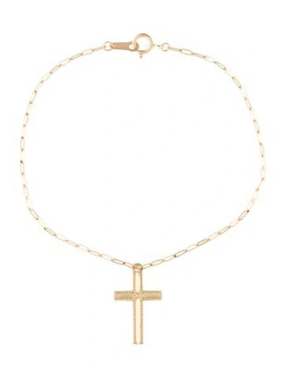 Pre-owned Bracelet 14k Cross Charm , 6.75" In Multi