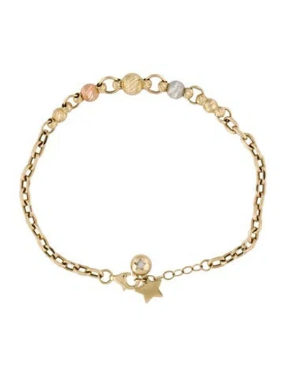 Pre-owned Bracelet 14k Cubic Zirconia Link , 7" In Multi