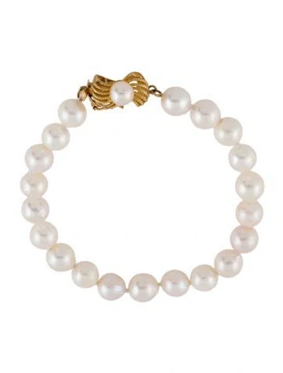 Pre-owned Bracelet 14k Cultured Pearl Bead , 6.25" In Multi