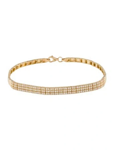 Pre-owned Bracelet 14k Cz Tapered Link , 7.25" In Multi