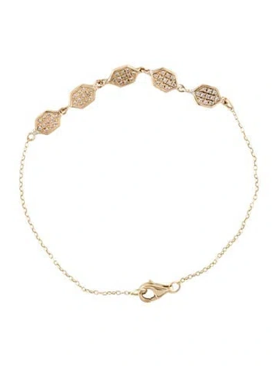 Pre-owned Bracelet 14k Diamond 5 Station , 6" In Multi