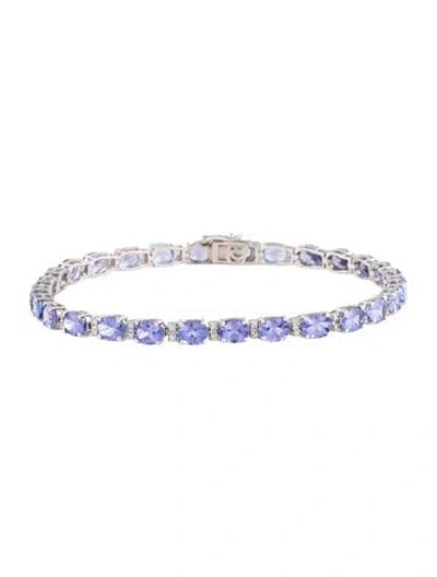 Pre-owned Bracelet 14k Diamond & 8.85ctw Tanzanite Link , 7.25" In Multi