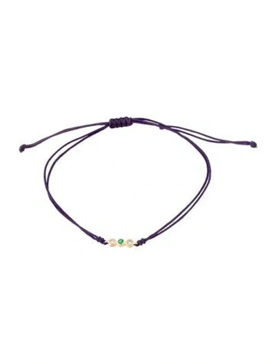 Pre-owned Bracelet 14k Diamond & Emerald Station Wrap , 9.25" In Purple