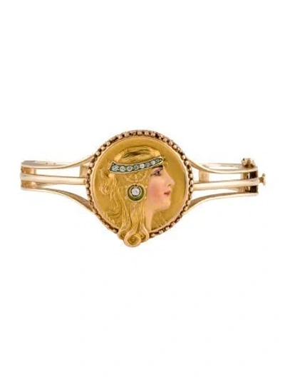 Pre-owned Bracelet 14k Diamond & Enamel Lady , 6" In Multi