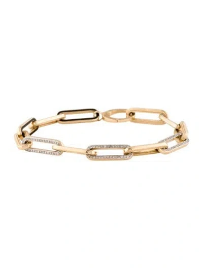 Pre-owned Bracelet 14k Diamond & Enamel Link , 6" In Multi