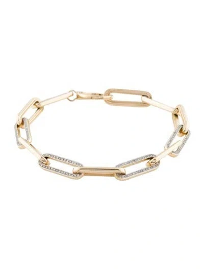 Pre-owned Bracelet 14k Diamond & Enamel Paperlink , 6" In Blue