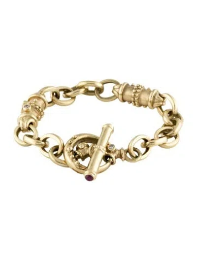 Pre-owned Bracelet 14k Diamond & Ruby Link , 6.25" In Multi