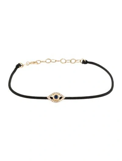 Pre-owned Bracelet 14k Diamond & Sapphire Evil Eye Cord , 6" In Multi