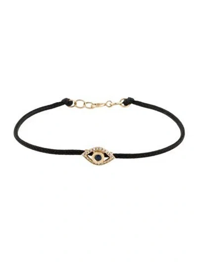 Pre-owned Bracelet 14k Diamond & Sapphire Evil Eye Cord , 6" In Multi