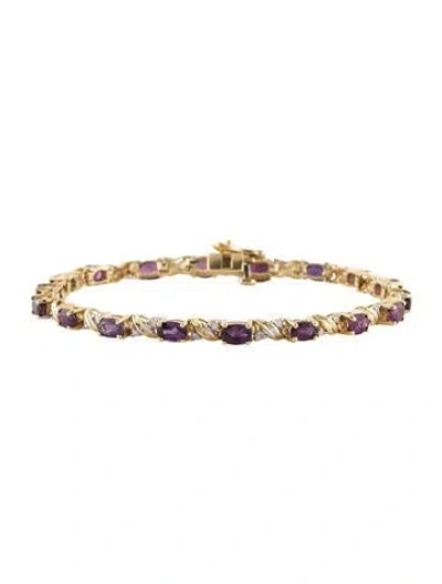 Pre-owned Bracelet 14k Diamond & Sapphire Link  In Multi
