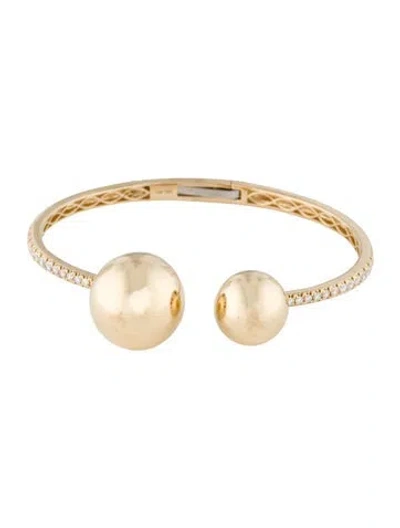 Pre-owned Bracelet 14k Diamond Ball Cuff, 6.25" In Multi