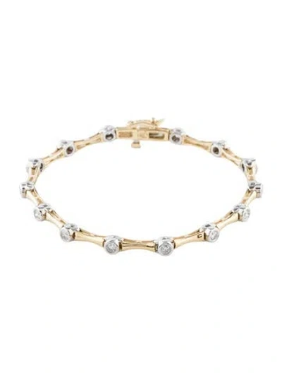 Pre-owned Bracelet 14k Diamond Bamboo Link , 6.75" In Multi