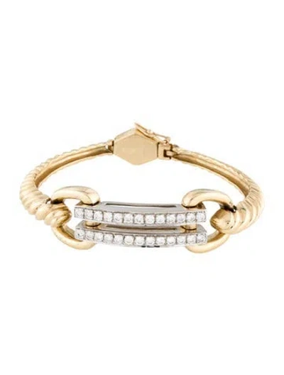 Pre-owned Bracelet 14k Diamond Bar , 6.25" In Multi