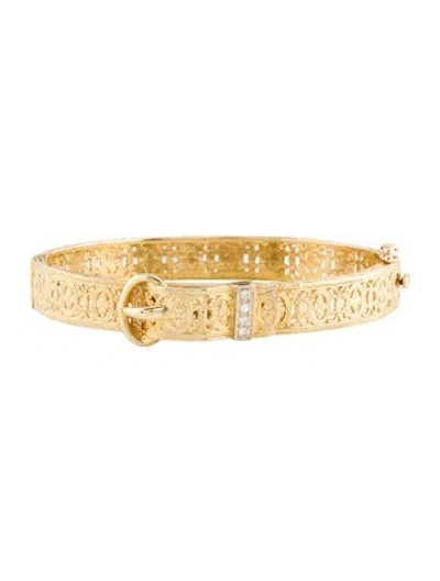 Pre-owned Bracelet 14k Diamond Belt Bangle , 6.25" In Multi