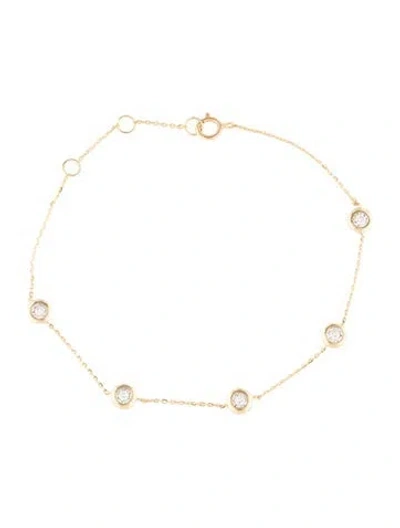 Pre-owned Bracelet 14k Diamond Bezel Station , 7" In Multi