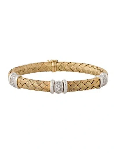 Pre-owned Bracelet 14k Diamond Braided Bangle , 6.75" In Multi