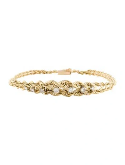 Pre-owned Bracelet 14k Diamond Braided Link , 6.75" In Multi