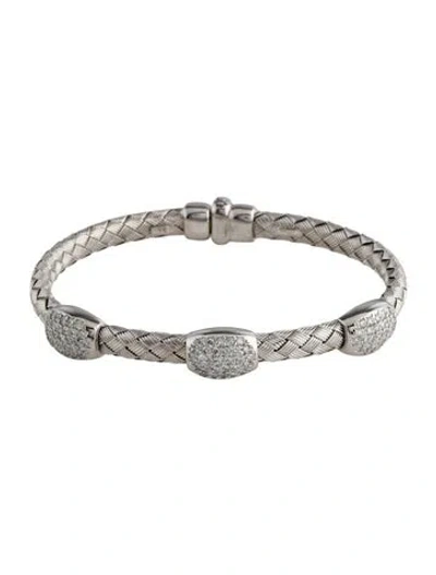 Pre-owned Bracelet 14k Diamond Braided Station , 6.75" In Multi