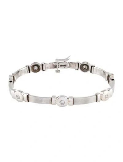 Pre-owned Bracelet 14k Diamond Brushed Link , 6.75" In Multi