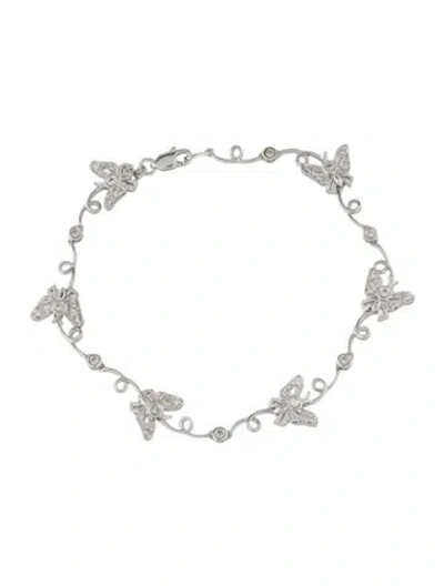 Pre-owned Bracelet 14k Diamond Butterfly Link , 7.25" In Multi