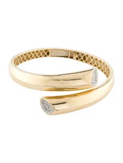 Pre-owned Bracelet 14k Diamond Bypass Bangle , 6.5" In Multi