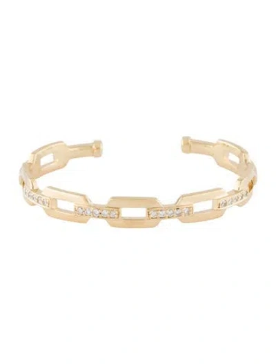Pre-owned Bracelet 14k Diamond Chain Link Cuff, 6.25" In Multi
