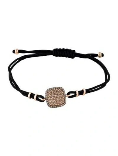 Pre-owned Bracelet 14k Diamond Charm Adjustable Wrap , 8.75" In Black