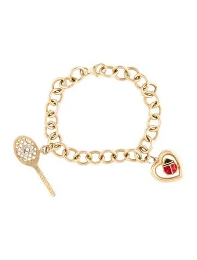 Pre-owned Bracelet 14k Diamond Charm , 6.25" In Multi