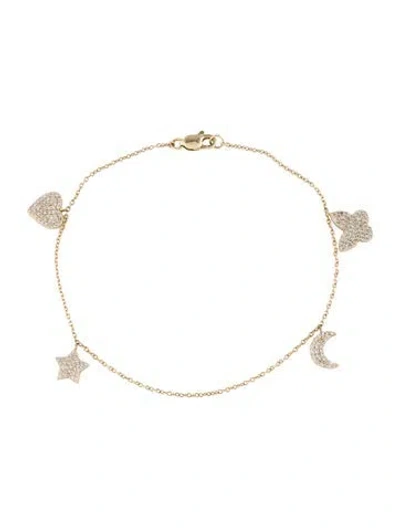 Pre-owned Bracelet 14k Diamond Charm , 7" In Multi