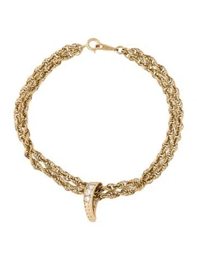 Pre-owned Bracelet 14k Diamond Charm , 7.25" In Multi