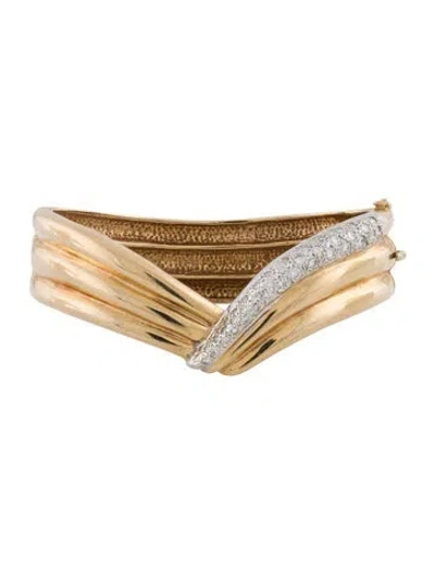 Pre-owned Bracelet 14k Diamond Chevron Bangle , 6" In Multi