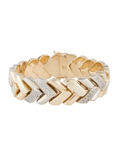 Pre-owned Bracelet 14k Diamond Chevron Link , 7" In Multi