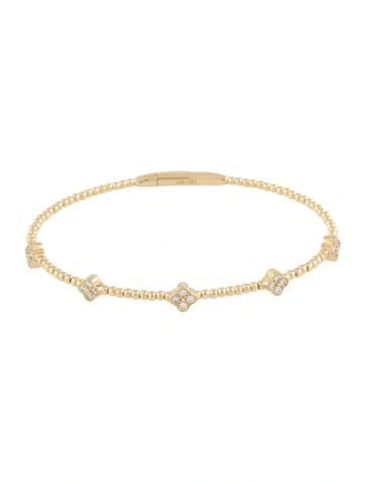 Pre-owned Bracelet 14k Diamond Clover Station , 6" In Multi