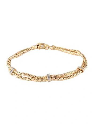 Pre-owned Bracelet 14k Diamond Double Row Link , 6.75" In Multi
