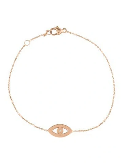 Pre-owned Bracelet 14k Diamond Evil Eye Station , 7" In Multi