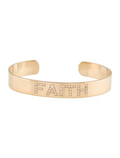 Pre-owned Bracelet 14k Diamond 'faith' Cuff , 6" In Multi
